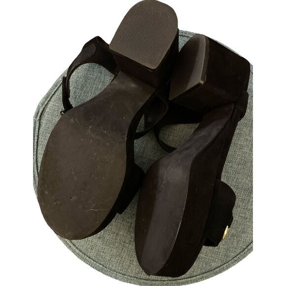 Jeffrey Campbell Black Suede Gold Timeless 2 Platform Sandal Shoe Women Size 7 - Picture 5 of 6